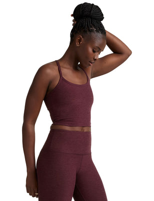 Spacedye Slim Racerback Cropped Tank - Midnight Burgundy Heather