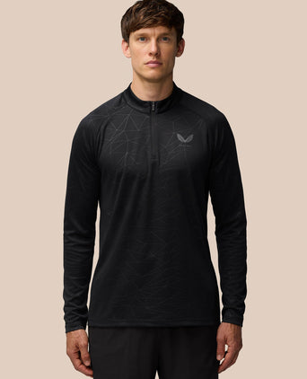 Aop 1/4 Zip Longsleeve Top - Black/Gunmetal