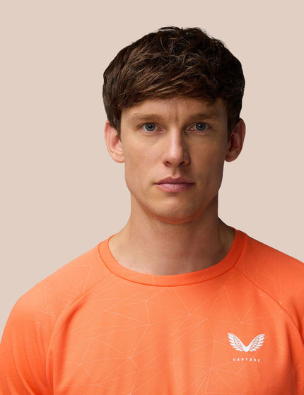 Castore Aop Short Sleeve T-Shirt - Bright Orange/Mid Greyimage3- The Sports Edit