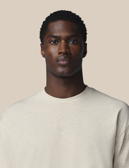Castore Adapt Cotton Short Sleeve Loose Fit T-Shirt - Oatmeal Marlimages3- The Sports Edit
