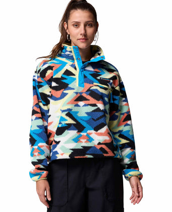 Helvetia II Cropped Sherpa Half Snap Printed Fleece - Compass Blue Reflections/Compass Blue