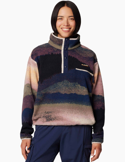 Columbia Helvetia II Cropped Sherpa Half Snap Printed Fleece - Collegiate Navy Dolomitesimage1- The Sports Edit