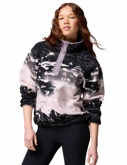 Columbia Helvetia II Cropped Sherpa Half Snap Printed Fleece - Shale Purple Sisters/Shale Purple - BROKEN STOCKimage1- The Sports Edit