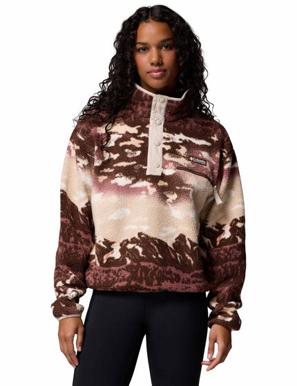 Columbia Helvetia II Cropped Sherpa Half Snap Printed Fleece - Tobacco Sisters/Dark Stoneimages1- The Sports Edit