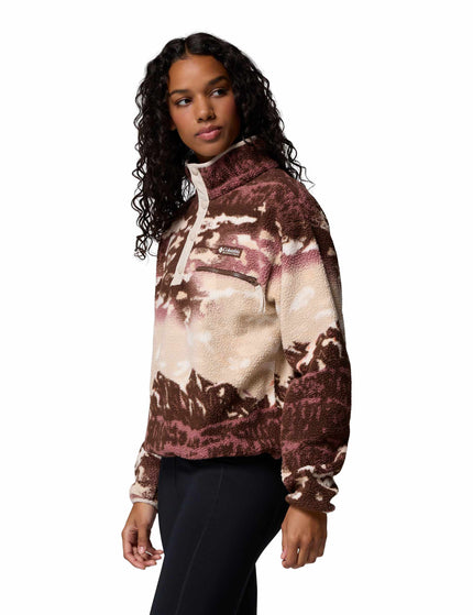 Columbia Helvetia II Cropped Sherpa Half Snap Printed Fleece - Tobacco Sisters/Dark Stoneimages2- The Sports Edit