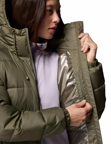 Columbia Pike Lake III Long Hooded Puffer Jacket - Stone Greenimage3- The Sports Edit