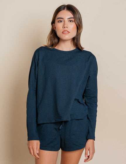 Girlfriend Collective ReSet Long Sleeve Tee - Midnightimage1- The Sports Edit