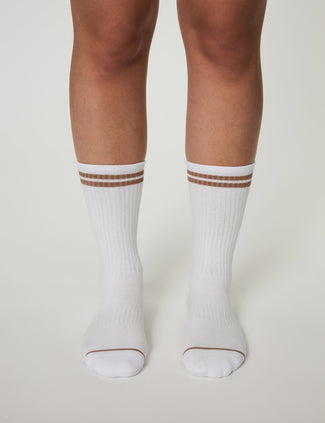 Striped Crew Socks-Brownie