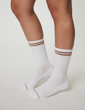 Striped Crew Socks-Brownie