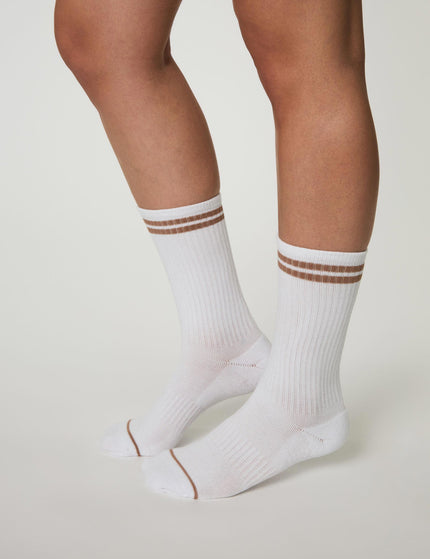 Girlfriend Collective Striped Crew Socks-Brownieimage2- The Sports Edit