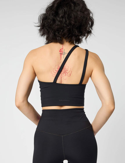 Girlfriend Collective Uma One Shoulder Bra - Blackimage2- The Sports Edit