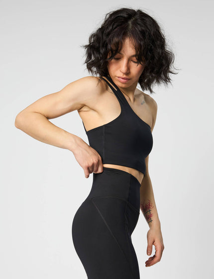Girlfriend Collective Uma One Shoulder Bra - Blackimage3- The Sports Edit