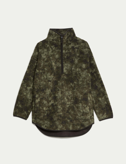 Goodmove Borg Half Zip Longline Fleece Jacket - Khaki Miximage6- The Sports Edit