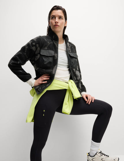 Goodmove Borg Printed Funnel Neck Zip Up Fleece Jacket - Medium Grey Miximages4- The Sports Edit