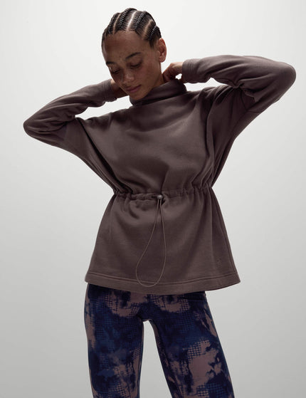 Goodmove Cotton Rich Brushed Funnel Neck Sweatshirt - Taupeimage1- The Sports Edit