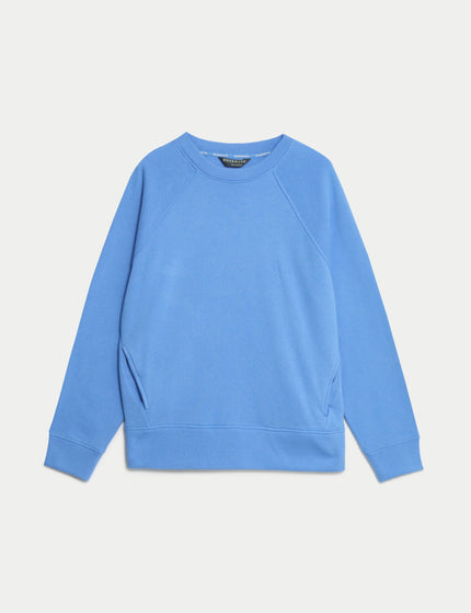 Goodmove Cotton Rich Crew Neck Sweatshirt - Azure Blueimage6- The Sports Edit