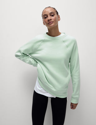 Cotton Rich Crew Neck Sweatshirt - Light Green