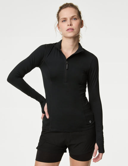 Goodmove Funnel Neck Half Zip Running Top - Blackimages1- The Sports Edit