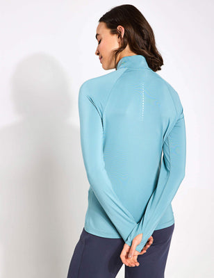 Funnel Neck Half Zip Running Top - Blue