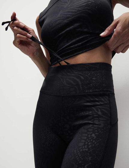 Goodmove Go Move Printed Embossed High Waisted Gym Leggings - Blackimage2- The Sports Edit
