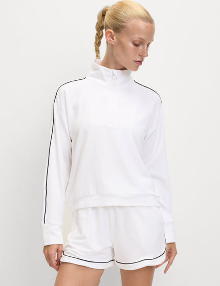 Goodmove Modal Rich Funnel Neck Half Zip Top - Whiteimage1- The Sports Edit