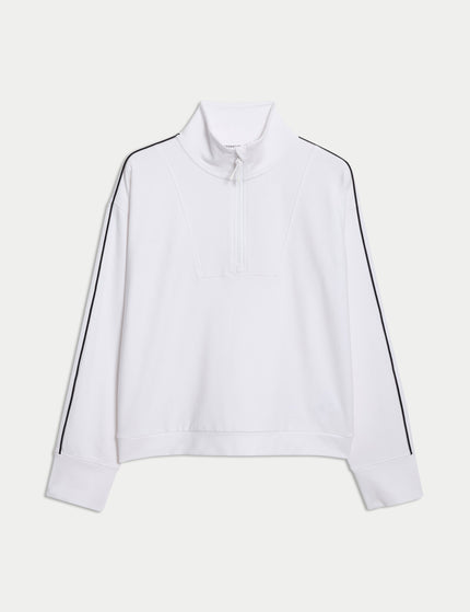Goodmove Modal Rich Funnel Neck Half Zip Top - Whiteimage6- The Sports Edit