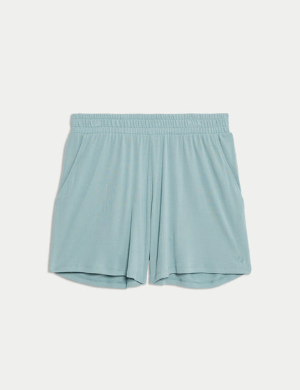 Goodmove Modal Rich Ribbed Relaxed High Waisted Yoga Shorts - Light Mintimage6- The Sports Edit
