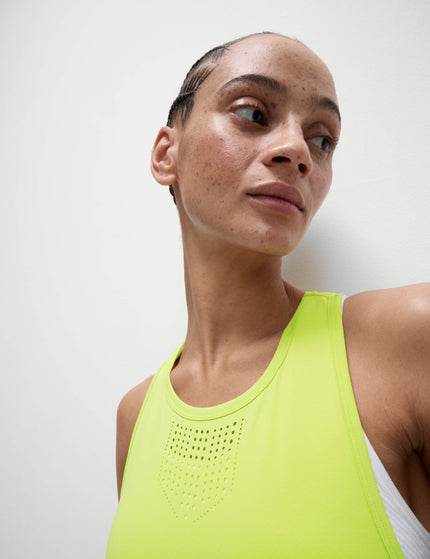 Goodmove Racerback Laser Cut Fitted Vest Top - Limeadeimage3- The Sports Edit