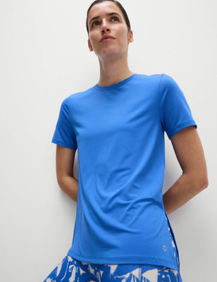 Scoop Neck Mesh Back T-Shirt - Cobalt