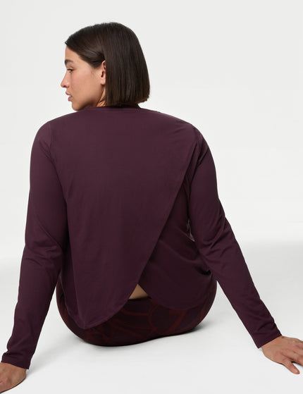 Goodmove Scoop Neck Wrap Back Yoga Top - Blackberryimage3- The Sports Edit