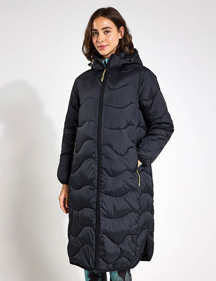 Goodmove Stormwear Quilted Hooded Longline Puffer Coat - Blackimage1- The Sports Edit