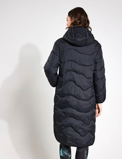 Goodmove Stormwear Quilted Hooded Longline Puffer Coat - Blackimage2- The Sports Edit