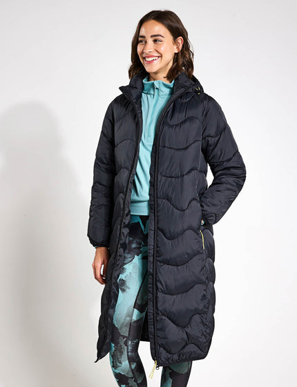 Goodmove Stormwear Quilted Hooded Longline Puffer Coat - Blackimage7- The Sports Edit