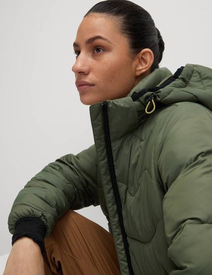 Goodmove Stormwear Quilted Hooded Longline Puffer Coat - Dark Khakiimages4- The Sports Edit