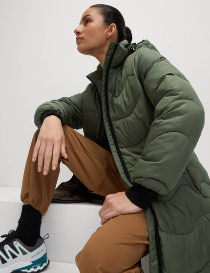 Goodmove Stormwear Quilted Hooded Longline Puffer Coat - Dark Khakiimages6- The Sports Edit