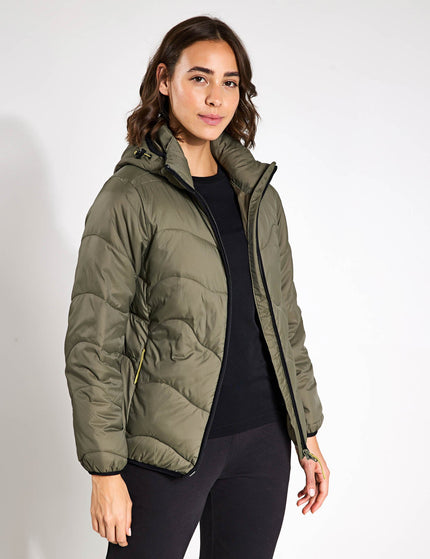 Goodmove Stormwear Quilted Hooded Puffer Jacket - Dark Khakiimage3- The Sports Edit