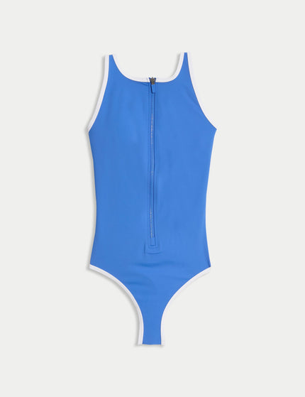 Goodmove Tummy Control Padded Zip Up Scoop Neck Swimsuit - Cobaltimage6- The Sports Edit