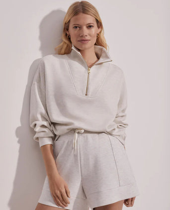 Hawley Half Zip Sweat - Ivory Marl