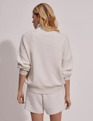 Hawley Half Zip Sweat - Ivory Marl