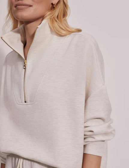 Varley Hawley Half Zip Sweat - Ivory Marlimage3- The Sports Edit