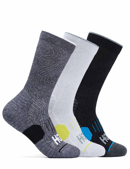 HOKA Crew Run Sock 3-Pack - White/Black/Greyimage1- The Sports Edit