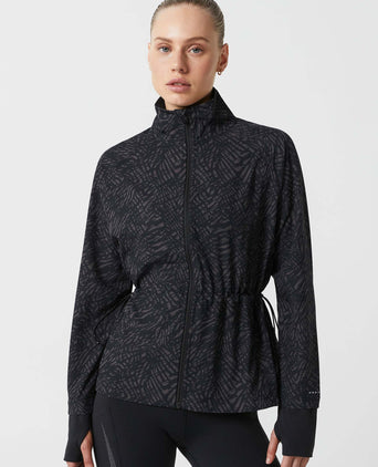 Helena Running Jacket - Leopard Print Black