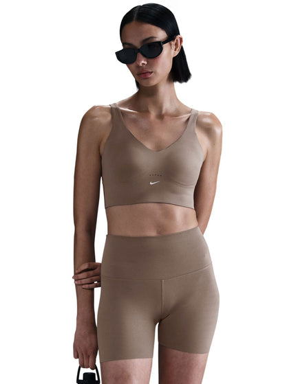 Nike Alate Medium Support Longline Sports Bra - Mink Brown/Whiteimage1- The Sports Edit