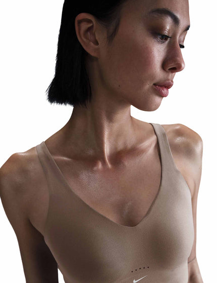 Nike Alate Medium Support Longline Sports Bra - Mink Brown/Whiteimage2- The Sports Edit