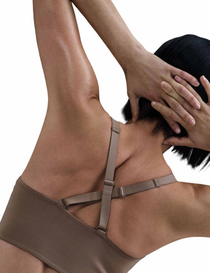 Nike Alate Medium Support Longline Sports Bra - Mink Brown/Whiteimage4- The Sports Edit