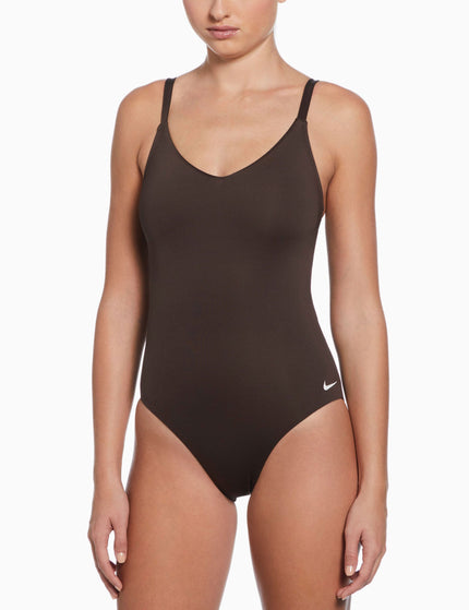 Nike Swim Effortless Essential V-Neck One-Piece - Baroque Brownimage1- The Sports Edit