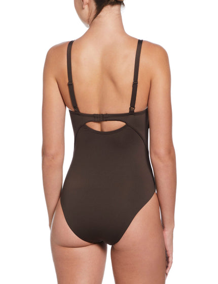 Nike Swim Effortless Essential V-Neck One-Piece - Baroque Brownimage2- The Sports Edit