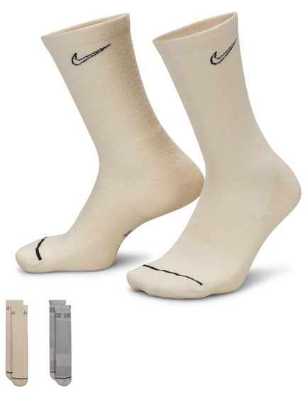 Nike Everyday Plus Cushioned Crew Socks (2 Pairs) - Brown/Greyimage3- The Sports Edit