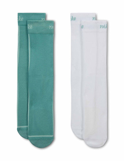Nike Everyday Plus Lightweight Crew Socks (2-Pair) - White/Greenimage1- The Sports Edit