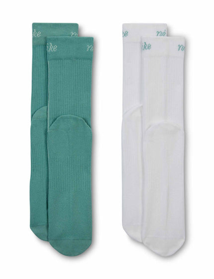 Nike Everyday Plus Lightweight Crew Socks (2-Pair) - White/Greenimage2- The Sports Edit